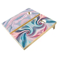 Pink and Blue Pastel Marble | Cornhole Set