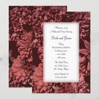 Red Chrysanthemum Flowers Wedding Rehearsal Dinner Invitation