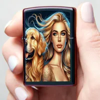 Classic Blonde Woman and Retriever Zippo Lighter