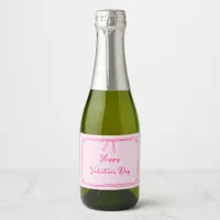 Happy Valentine's Day Coquette Bow Girly Cute Pink Sparkling Wine Label