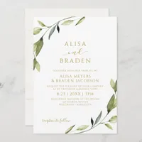 Simple Greenery Nature Vines Gold Elegant Invitation