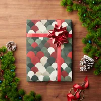 Red Green and White Shell Pattern Wrapping Paper