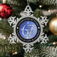 Elegant 67th Star Sapphire Wedding Anniversary Snowflake Pewter Christmas Ornament