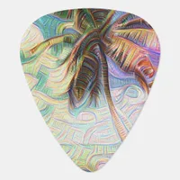 Abstract Rainbow Palm Tree on Isla Saona Caribbean Guitar Pick