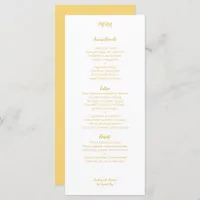 Gold Yellow Wedding Menu