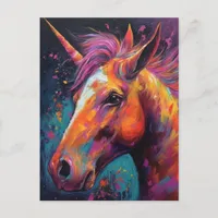 A very colorful unicorn postcard