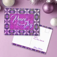 Peace & Joy Pink Christmas Postcard