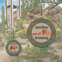 Southwest Cute Javelina Family Personalized Wind Chime