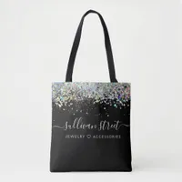 Black Holographic Glitter Business   Tote Bag