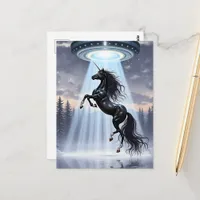 UFO Abduction of a Gorgeous Black Unicorn Postcard