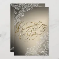 Modern Lace and Calligraphy Graduation Invitation