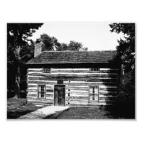 Log Cabin in Black and White Photo Print