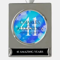 Elegant 41st Blue Topaz Wedding Anniversary Silver Plated Banner Ornament