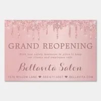 Rose Gold Glitter Drips Salon Grand Opening Sign