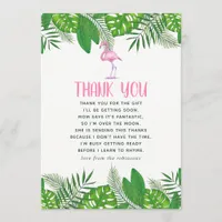 Flamingo Tropical Watercolor Baby Shower Thank You Card