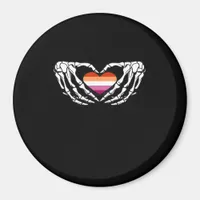 Lesbian Pride Skeleton Halloween Wlw Goth Heart Cl Magnet