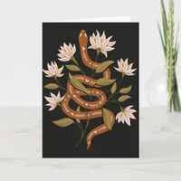 Brown Snake Pink Flowers  Card