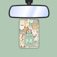 Funny Cat Lover Pastel Name On Monogram Travel  Air Freshener