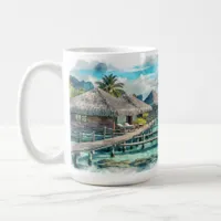 Watercolor French Polynesia Bora Bora Serenity | Coffee Mug