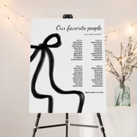 Elegant Simple Minimalist Seating Chart Black Bow Foam Board