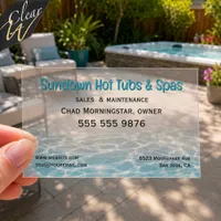Modern Refreshing Pool and Spa  Clear Business Cards