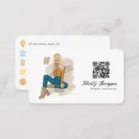 Fashionable Selfie Girl QR Code Business Card