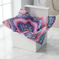 Retro Psychedelic Wavy Line Art Pink Blue Abstract Tissue Paper