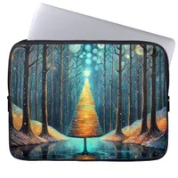 Iridescent Holiday Dream 🎄 Glowing Christmas Tree Laptop Sleeve