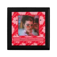 Pink Flowers And Stripes Personalized Gift Box