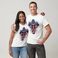 Christ and Country Floral Cross T-Shirt