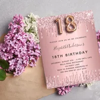 18th Birthday pink dusty rose pink invitation