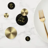 Happy New Year Metallic Gold/Black ID533 Confetti