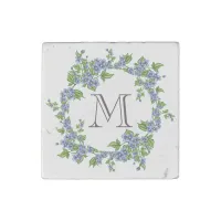 Floral Wreath Monogram Stone Magnet