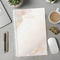 Peach and Gold Marble Personalized Name Custom Planner