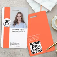 Orange Photo ID Badge with QR Code