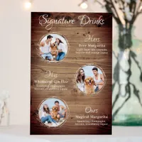 Rustic Signature Drinks 3 Photo Dog Pet Wedding  Foam Board