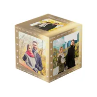 Personalized Valentine's Day Faux Gold Multi Photo Cube