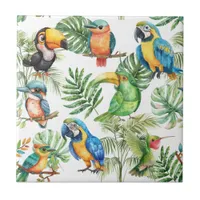 Parrots birds tropical pattern ceramic tile