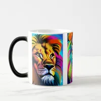 Colorful Lions Digital Art Magic Mug