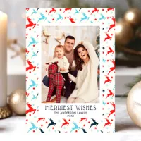 Merriest Wishes Reindeer Holiday Photo Card