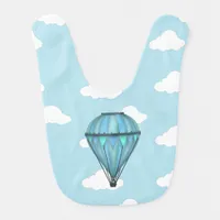 Hot Air Balloon in Cloudy Sky Baby Bib