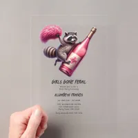 Girls Gone Feral Funny Raccoon Bachelorette Acrylic Invitations