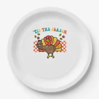 Tis The Season Turkey Coffee Thanksgiving Fall Men Paper Plates