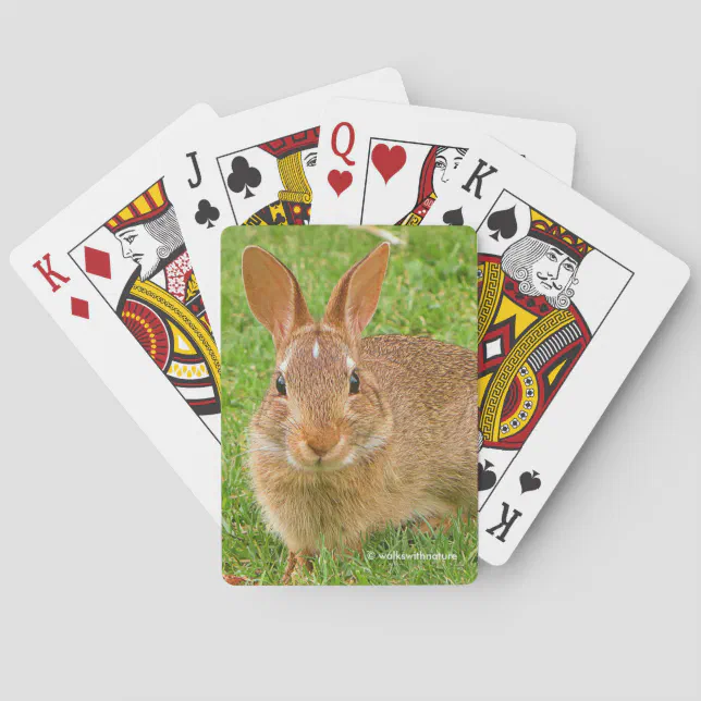 Cute Bunny Chewing Greens on the Golf Fairway Poker Cards