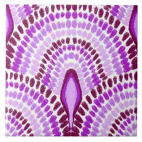 Mediterranean Pink Mosaic-Hand-Painted Scallops Ceramic Tile