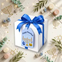 Festive Blue Menorah Hanukkah Gift Tags