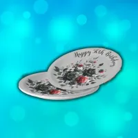 Happy 50th Birthday Red and Black Roses | Paper Plates