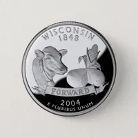 Faux Wisconsin State Quarter Cow Cheese Corn Farm Button