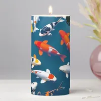 Bird's Eye View of Colorful Koi Fish Pond Pillar Candle