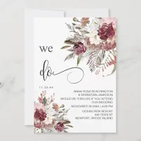 *~* Burgundy RSVP QR  AR15  Floral  Rose WEDDING Invitation